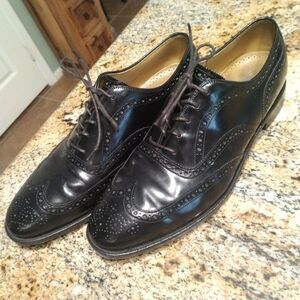 Johnston & Murphy Hannigan 24 08555 Mens Black Wingtips Oxfords Shoes Sz 10.5D/B
